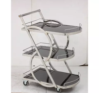Carrito de Servicio Moderno y Elegante de Acero Inoxidable para Cocina de Hotel, Comedor, Bar, con 4 Ruedas, Personalizable, para Sala de Estar