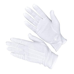 Gants maçonniques Past Master en coton blanc avec symbole brodé à la main - Product Image 1