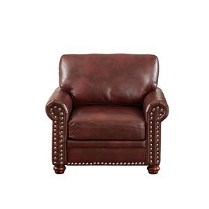 Poltrona Singola in Ecopelle Bordeaux con Gambe in Legno per Soggiorno - Product Image 6