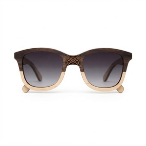 Vintage <b>Round</b> Wooden <b>Sunglasses</b> Polarized 2-Tone Walnut Wood Eyeglasses Customized Logo Eco-Friendly Handcrafted Circular Shades - Product Image 2