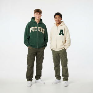 Veste à capuche zippée en coton premium pour garçons, sweat-shirt en polaire doux pour enfants, vêtements décontractés confortables et tendance - Product Image 1