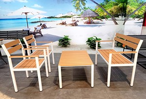 Lumetal Outdoor Coffee <b>Table</b> with Powder-Coated Metal Frame & PS Slat Top - Product Image 6