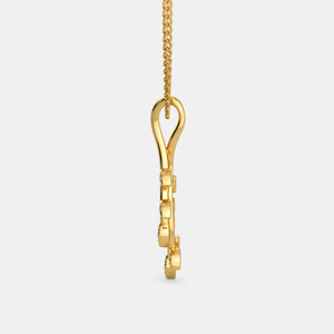 Collar con Colgante de Diamante Cultivado en Laboratorio en Forma de Rama de Hoja Trenzada en Oro Amarillo - Product Image 2