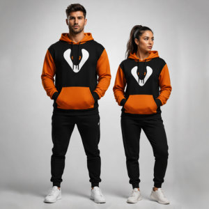 เสื้อฮู้ดดี้คุณภาพดีที่สุดสำหรับฤดูหนาว ผู้ชายและผู้หญิง ผ้าฝ้าย 100% ลายเรียบ บริการ OEM ดีไซน์กระเป๋าและแขนเสื้อแบบตัดกัน - Product Image 4