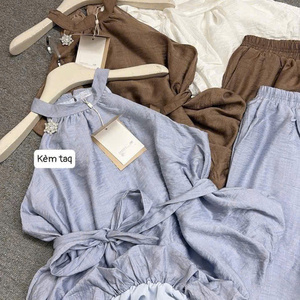 ชุดเซ็ตสองชิ้นผ้าฝ้ายสำหรับผู้หญิง สไตล์ลำลองใส่สบาย เหมาะสำหรับฤดูร้อน รีไซเคิลได้ ซักได้ บรรจุภัณฑ์แบบกำหนดเอง ผลิตในเวียดนาม - Product Image 6