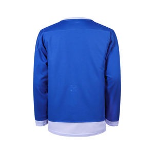 Camiseta de Hockey sobre Hielo Azul con Diseño de Logotipo Personalizado, Ropa Deportiva Informal, Camiseta de Entrenamiento Atlético de Manga Larga con Cuello en V, Camiseta de Hockey a la Moda - Product Image 2