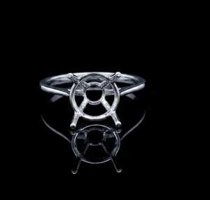 Monture de bague vierge en argent sterling 925 pour pierre ronde, solitaire à 4 griffes, semi-monture, pour la création de bijoux de fiançailles DIY - Product Image 5