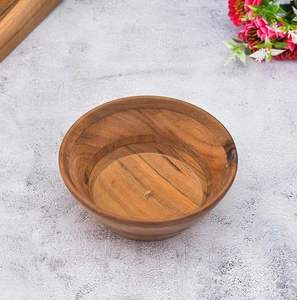 Bol de service en bois fait main, design antique, écologique et durable, pour dîner, salade et pâtes, pour la maison, provenant de l'Uttar Pradesh - Product Image 4