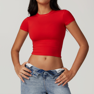 Fashion Casual <b>Women's</b> Summer Eco-Friendly Cotton Solid <b>Crop</b> <b>Top</b> Regular Fit Lightweight Breathable Anti-Wrinkle Anti-Pilling - Product Image 1