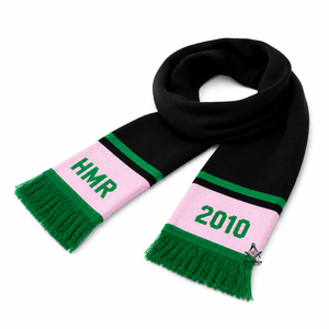 Bufanda de punto con logotipo personalizado, ropa griega, herencia masónica, bordado, combinación de colores negro y rosa, para hermandades y fraternidades. - Product Image 4