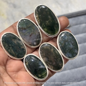 Bague de créateur en argent sterling 925 avec agate mousse ovale sertie clos, bijou de fête tendance, vente en gros, directement de l'usine - Product Image 3