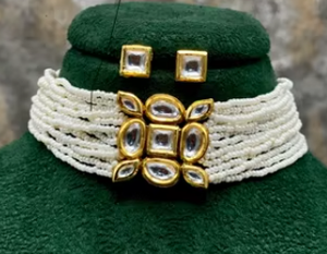 Luxe en laiton véritable Kundan Royal Radiance Polki Kundan ensemble Maharani rubis Kundan collier ras du cou et boucles d'oreilles ensemble anniversaire de mariage - Product Image 2