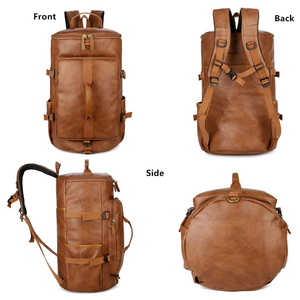 Leather Gym <b>Backpack</b> <b>Large</b> Capacity Zipper Closure Classic Style Unisex Duffle Bag for Daily Use and Travel - Product Image 2