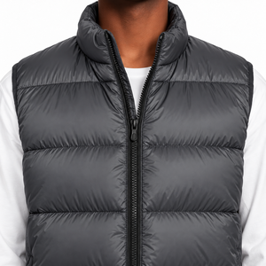 Gilet matelassé décontracté pour homme, respirant, écologique, col montant, fermeture éclair, 100 % polyester, vêtement d'extérieur d'hiver - Product Image 3