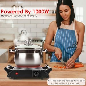 1000W Electric Single Burner Portable RV Hotplate Countertop Hot Stove with 5 Temperature Stepless Adjustments for <b>Camping</b> - Product Image 5