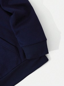 men hoodie oversized drop shoulder heavy <b>weight</b> cotton fleece distressed print embroidery pullover streetwear hoodie wear - Product Image 2