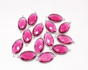 Ruby Quartz 18k Gold Plated 12x16mm Oval Shape Bezel Connectors for Necklace Making Gemstone Beads <b>Jewelry</b> <b>Findings</b> Components - Product Image 1