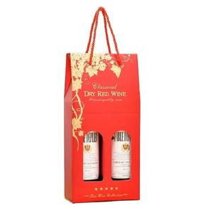 Porte-bouteille de vin double imprimé personnalisé de haute qualité excellent emballage pour le vin avec des boîtes en papier à poignée confortable - Product Image 3