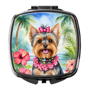 Yorkshire Terrier Luau Compact <b>Travel</b> Makeup <b>Mirror</b> Women's Girls' Pocket Folding Handheld Decorative Gift Makeup <b>Mirror</b> - Product Image 1