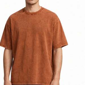 Camiseta Oversize para Hombre con Lavado Ácido, Cuello Redondo Vintage, Manga Corta, Lisa, Estilo Urbano, Personalizable - Product Image 2