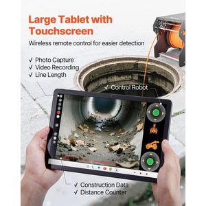 Robot per Ispezione Tubi Fognari Industriale 394FT con Telecamere Anteriori/Posteriori da 2MP, Tablet Touchscreen, Protezione IP68 - Product Image 4