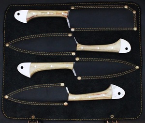 A&M ENTERPRISES 4 Piece Damascus Pattern Kitchen <b>Knife</b> <b>Set</b> Natural Wood Handles High-Polish Finish Eco-Friendly <b>Knives</b> - Product Image 3