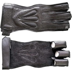Guantes de tiro con arco KyzoFire de cuero genuino al por mayor, con cierre de gancho y bucle, unisex, protectores para caza con arco y protección para los dedos. - Product Image 6