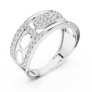 Anillo de Diamantes Cultivados en Laboratorio IMPERIAL ORBIT, Oro Blanco de 18 Quilates con Baño de Rodio, para Boda, Compromiso, Regalo, Uso Diario, Oficina, Unisex - Product Image 1