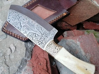 Couteau de chasse gravé à la main, couteau de survie, couteau Bush Craft, couteau EDC, couteau décoratif, couteau de collection, cadeau pour lui.