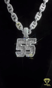"55" Number Pendant Moissanite Diamond <b>Iced</b> <b>Out</b> Hip Hop Necklace Bling <b>Chain</b> Luxury Jewelry Gift - Product Image 3