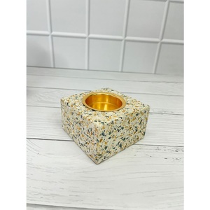 Brûleur d'encens de luxe en marbre en forme de cube, support moderne pour Oud et Bakhoor arabe avec coupelle métallique pour la décoration intérieure, ensemble Mubkhar en bois - Product Image 4