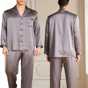 Conjunto de Pijama de Seda de Alta Gama para Hombre, Manga Larga, con Botones, Ropa de Dormir de Color Sólido, Traje de Noche de Seda de Lujo para Relajarse en Casa - Product Image 6