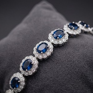 Vintage 925 Sterling <b>Silver</b> <b>Bracelet</b> Natural Iolite AAA Quality Elegant Blue Gemstone Jewelry Women's Classic Everyday Wear Gift - Product Image 1
