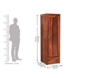 Armario Moderno Industrial de Madera con Acabado Miel, Armario Horizontal de Una Puerta para Sala de Estar, Dormitorio u Oficina - Product Image 4