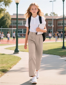Pantalon d'école à taille élastique, pantalon large, pantalon de cérémonie, uniforme scolaire pour filles, style preppy, école primaire - Product Image 6