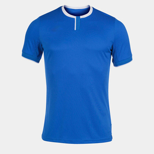 Camiseta de Fútbol de Manga Corta con Cuello Redondo Azul para Hombre, Ropa Deportiva de Poliéster que Absorbe la Humedad, Corte Regular, para Todas las Temporadas - Product Image 1