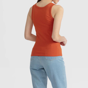 Camiseta sin mangas de punto acanalado informal para mujer, ecológica, de secado rápido, transpirable, de jersey de spandex/algodón, longitud regular, para verano - Product Image 4