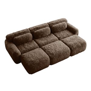 Divano a 3 Posti in Tessuto Morbido 32D ad Alta Densità per Soggiorno, Pouf Mobile, Combinazione Libera, Nessun Montaggio Richiesto - Product Image 5
