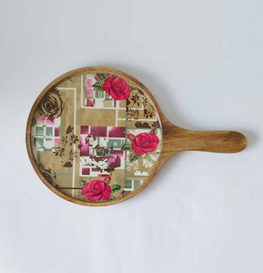 Tabla de Madera Artesanal para Pizza, Rústica, Redonda, para Servir Pan, Queso, Bocadillos, Esencial para la Cocina y el Comedor - Product Image 1