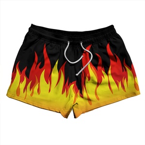 Flame Pattern Printing Custom Logo Breathable <b>Swim</b> Shorts Drawstring Closure Sublimation Basketball Nylon Shorts - Product Image 2