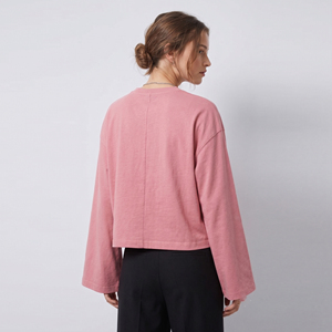 T-shirts à manches longues oversize pour femmes, style streetwear, épaules tombantes, manches longues, tee-shirt ample pour femmes, 100% coton, épaules tombantes - Product Image 2