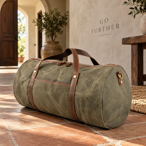 Rugged Oil Waxed Canvas Duffel <b>Travel</b> <b>Bag</b> with Carry Handles | Large Capacity Weekender Luggage <b>Bag</b> with Durable Zipper Closure - Product Image 3