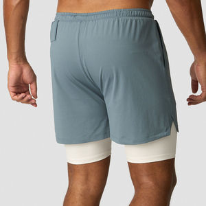 Pantalones Cortos de Entrenamiento Blancos para Hombre, Personalizados OEM, con Forro de Compresión, de Secado Rápido, para Tenis, Deportes, Gimnasio, Baloncesto, Entrenamiento de Verano, Sólidos - Product Image 2