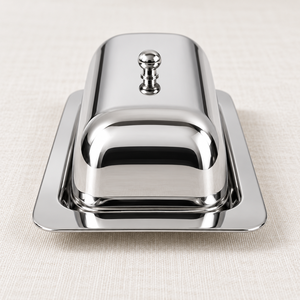 Stainless Steel <b>Butter</b> Dish with Lid and Tray Polished Silver Serving Container - Product Image 4