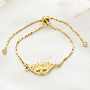 925 Sterling Silver Gold Plated Evil Eye CZ <b>Bracelet</b> for Women <b>Adjustable</b> Slider Chain Crystal Charm Fashion Jewelry - Product Image 3