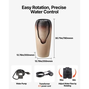 Fuente de Agua en Cascada de Estilo Jarra Esmaltada para Exteriores, de 30.71 Pulgadas de Altura, de 1 Nivel, con Luz LED - Product Image 3