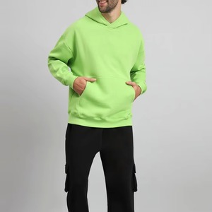 Sweat-shirts à capuche pour hommes de qualité supérieure en coton lourd, à épaules tombantes, surdimensionnés, avec impression personnalisée, luxe, effet bouffant - Product Image 2