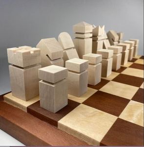 Juego de Ajedrez de Madera Geométrico Moderno Personalizado, Juego de Ajedrez de Madera Maciza Minimalista de Lujo, Hecho a Mano, Juego de Ajedrez de Madera al por Mayor - Product Image 1