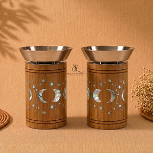 Quemador de incienso árabe de madera con incrustaciones de nácar y cuenco de acero. Porta Incienso de Lujo para Decoración del Hogar, Regalo para Ramadán y Eid - Product Image 1