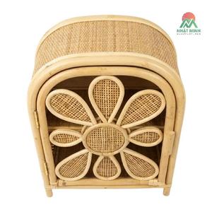Armoire enfant en rotin Nhat Minh avec design floral et dessus arqué, rangement écologique pour chambre d'enfant - Product Image 2